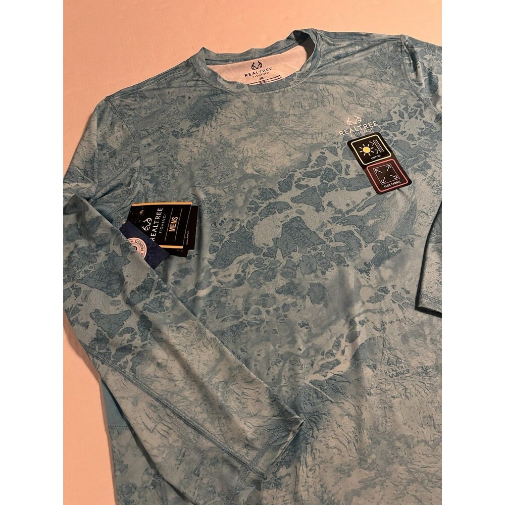 NWT RealTree Fishing Camo Performance Long Sleeve Shirt XXL Flex UPF 30 Stretch